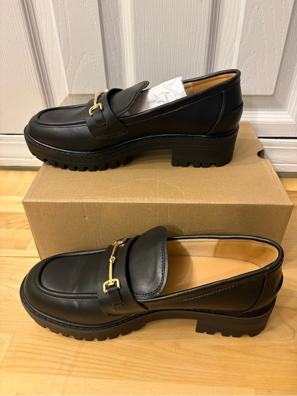 Amazon Black Leather Loafers with Gold Horsebit - Picture 3 of 9